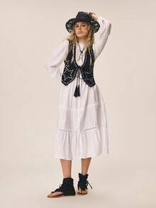 Styleloop 女士编织绳坡跟凉鞋，度假风波西米亚复古美式西部音乐节派对厚底鞋 - 黑棕 - 查看 6