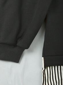 Franclia Sudadera holgada de talla grande con parches a rayas, para primavera/otoño - Negro - Ver 5