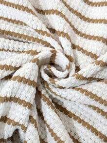 Elaquor Plus Size Women Casual Minimalist All-Match Striped V-Neck Top, Versatile For Spring/Summer - Multicolor - View 6