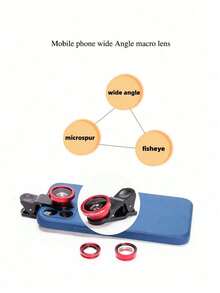 1 Set Of 3-In-1 Camera Lens Clip With Wide Angle Macro Fisheye Lens And External SLR Magnifying Lens, Ideal As Macro & Wide Angle Shooting Prop Halloween Decoration. Best - Multicolor - View 4