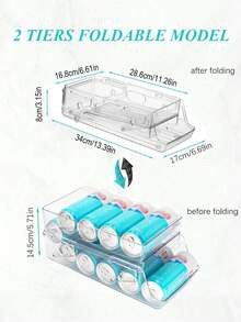 1 件罐头整理架，自动滚动罐头储存容器，适用于冰箱、橱柜、自动补充罐头储存盒，节省空间且易于携带，带盖的 2 层可堆叠饮料分配器，自动滚动啤酒汽水罐架，适用于冰箱、食品储藏室、厨房装饰、圣诞节 - 無色 - 查看 12
