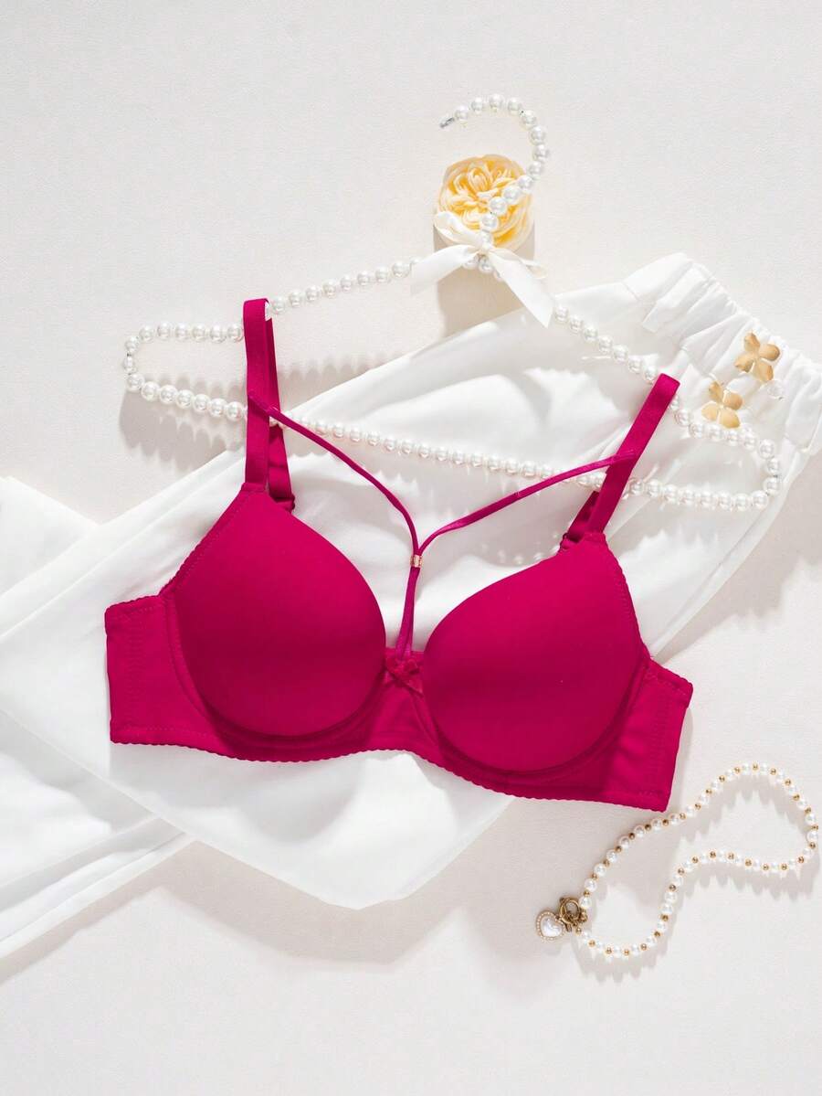 DesireSculpt Women's Solid Color Underwire Bra - Burgundy - View 1