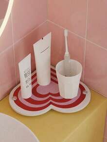 Joivida Cartoon Heart-Shaped Diatomite Absorbent Mat Multi-Functional Drainage Storage Rack For Bathroom Hotel Vanity - Multicolor - View 4