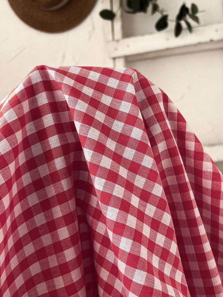 Plus Size Women's Summer Casual Vacation Country Frill Trim Red Plaid Loose Blouse Holiday,Spring Break,Vacation,Holiday,Going Out,2026 New,Simple And Fashionable For Everyday Wear,Casual Vacation Boho Top, Gingham Top, Checkered Top, Women Summer Shirt,Suitable For Summer, Vacation, Commute, Daily Wear, Going Out Tops