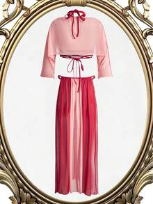 Fantasy Costume Lencería sexy para mujer, estilo exótico, estampado de seda de leche, contraste de color de malla con decoración corporal - Burdeos - Ver 7