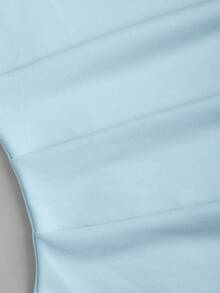 Sweetra 女士斜肩荷叶边性感紧身连衣裙，收腰设计，法式时尚迷你裙 - 中等水洗藍 - 查看 4