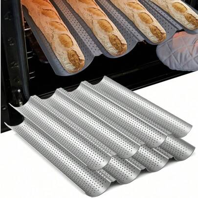 1pc Bread Baking Mold, Oven Toaster Baking Tray, Carbon Steel French Bread Baking Tray, French Baguette Baking Tray, Non Stick French Bread Baking Tray, French Baguette Baking Tray, Italian Bread Baking Tray