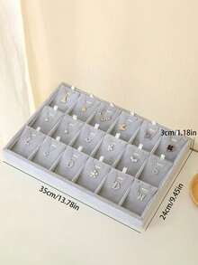 1 pieza/2 piezas Bandeja de joyería de terciopelo con 15/18 compartimentos para flores de hielo, soporte para exhibir accesorios, de vuelta a la escuela - Gris - Ver 2