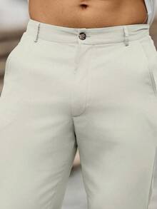 Manfinity Homme Men's Casual Solid Color Pocket Suit Pants - Apricot - View 5