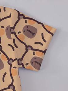 1 Set Boys' Short Sleeve T-Shirt And Shorts, Casual Cute Graphic Print, Comfortable Daily Wear For Spring/Summer - Multicolor - View 5