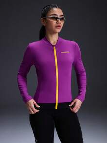 Powerista Women's Letter Print Contrast Color Zipper Front Pocket Cycling Jacket Cycling Clothes Women Long Sleeve Jersey Sportswear For Women Compression Long Sleeve Women Gym Jacket For Women  All Seasons Summer Spring Fall Winter - Purple - View 6