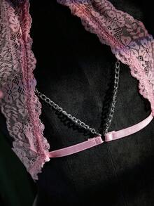 SpicyHot 2pcs Women's Sexy Lace Lingerie Set - Pink - View 4