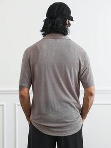 HUEFORM 男士休闲精致通勤居家短袖衬衫 - 卡其色 - 查看 2