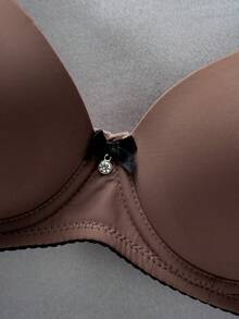 DesireSculpt Women's Rhinestone Decorated Spaghetti Strap Underwire Bra - Brown - View 7