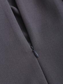 Sweetra 法式设计短款西装套装，性感无肩带连衣裙女装 - 淺灰色 - 查看 6