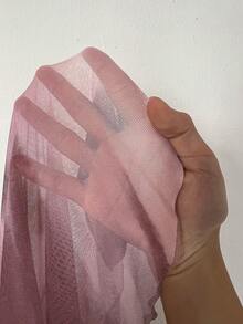 Elenzga 大码艺术渐变网纱不对称肩部度假优雅印花衬衫 - 藕粉色 - 查看 9