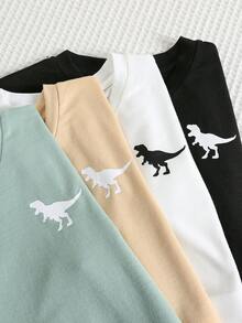 SHEIN 4pcs Kids Cute Cartoon Dinosaur Print Short Sleeve T-Shirts, Casual & Versatile,  Toddler Boy Clothes  Summer Outfits - Multicolor - View 3