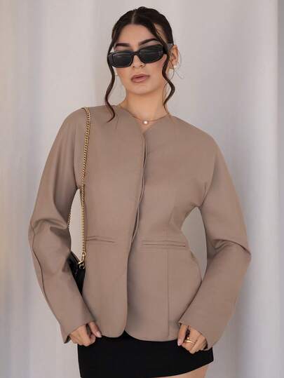 Andrea Bello 量身定制的束腰西装外套，仅限可爱约会之夜外出秋季圣诞夜外出工作办公室返校干净利落的冬季派对