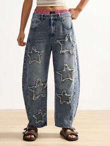 Bohemela Quần jeans nữ phong cách Boho mùa Đông/Xuân/Hè, kiểu vintage, chất liệu wash, thích hợp cho các buổi hòa nhạc và tiệc tùng, đi biển, mặc hàng ngày, đi học, đi chơi, dự tiệc, đón năm mới, lễ tình nhân, lễ hội hóa trang, lễ hội âm nhạc và nhiều dịp khác. - Màu xanh lam - Xem 6
