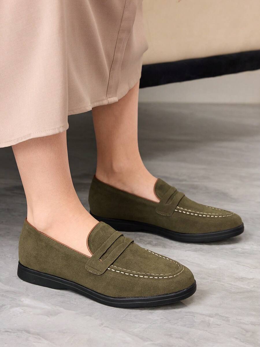 Sleekvia Damen Lässig Pendler vielseitige Loafers - Dunkelgrün - Übersicht 1