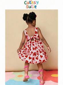 Young Girl Ditsy Floral Backless Hollow Out Camisole Dress Summer Outfits - Red - View 1