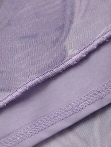 DAZY Women's Floral Print Round Neck Puff Sleeve Elegant Mid-Length Dress - Mauve Purple - View 3