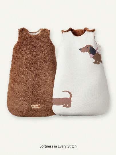 Cozy Pixies 1 Peça Saco de Dormir Reversível para Bebê com Estampa de Filhote de Cachorro Certificado Oeko-Tex, Macio e Confortável para Uso Diário de Recém-Nascidos, Outono/Inverno