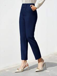 Aveloria Modichic Women's Solid Color Simple Daily Suit Pants  - Navy Blue - View 3