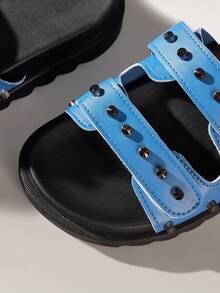 Solecia Women's Rivet Decor Fashion Platform Slide Sandals For Christmas - Royal Blue - View 5