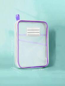 A4双层尼龙网眼收纳袋，加厚L型大容量网眼文件袋，学生便携拉链背包，带提手的科目分类袋，透明学生考试袋，文件袋，书籍作业收纳袋，适用于学校用品。 - 彩色 - 查看 3