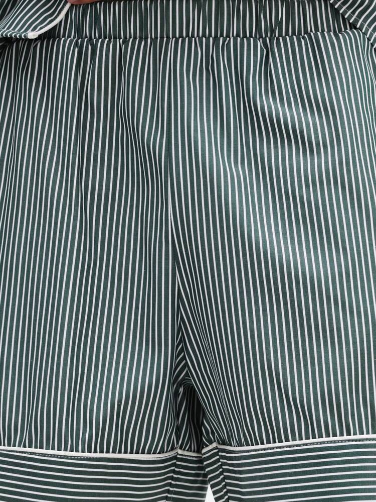 Striped Button Down Pajama Set With Matching Shorts