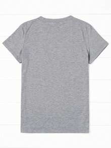 Women's Casual Loose Round Neck Short Sleeve T-Shirt, Summer - Light Grey - View 2
