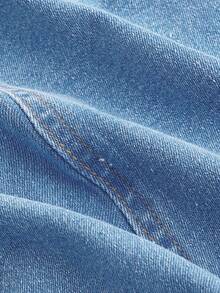 SHEIN MOD 女士70年代休闲修身牛仔背心，系带蝴蝶结，蓝色 - 淺色水洗藍 - 查看 4