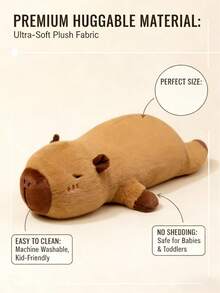 POKOJA LAND - BESTSELLERS 可爱水豚毛绒玩具，巨型水豚抱枕，卧姿水豚，水豚爱好者之选，儿童生日礼物，儿童节礼物，感恩节礼物，动物收藏品 - 彩色 - 查看 3