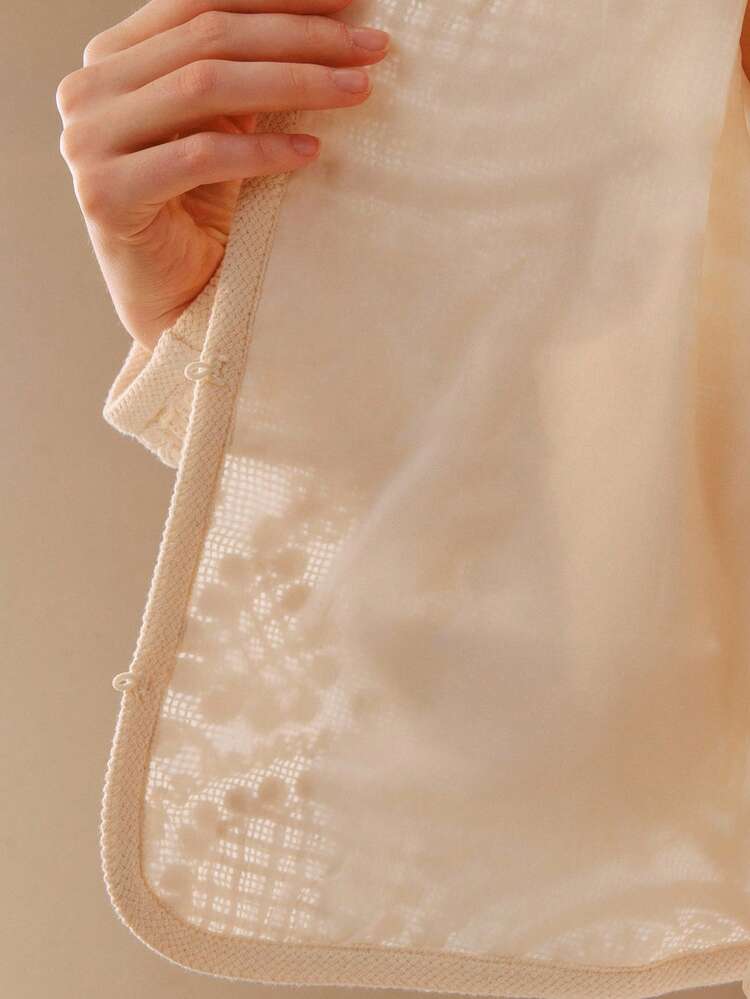 Damen Boho Urlaubs Mantel mit Cashew Blumen Muster und Cut-Out-Muster