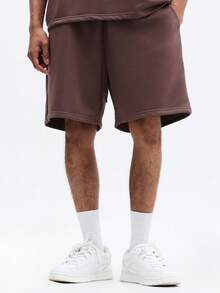 SUMWON Conjunto de camiseta de manga corta oversize y shorts a juego con cuello redondo y ajuste relajado para uso casual diario - Marrón - Ver 5
