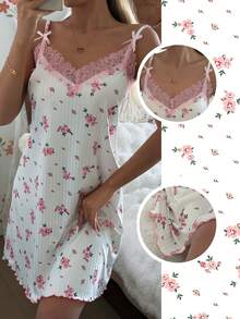 CottageSlumber Đồ ngủ nữ, áo hai dây ren hoa dệt kim, kiểu dáng áo ngủ. - trắng - Xem 2