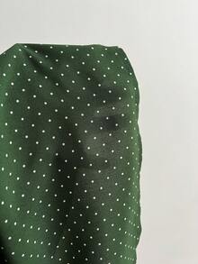 Elamini 女士舒适方领波点印花短袖衬衫 - 綠色 - 查看 6