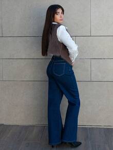 Hitanina 女士開襟背心外套 - 巧克力棕 - 查看 2