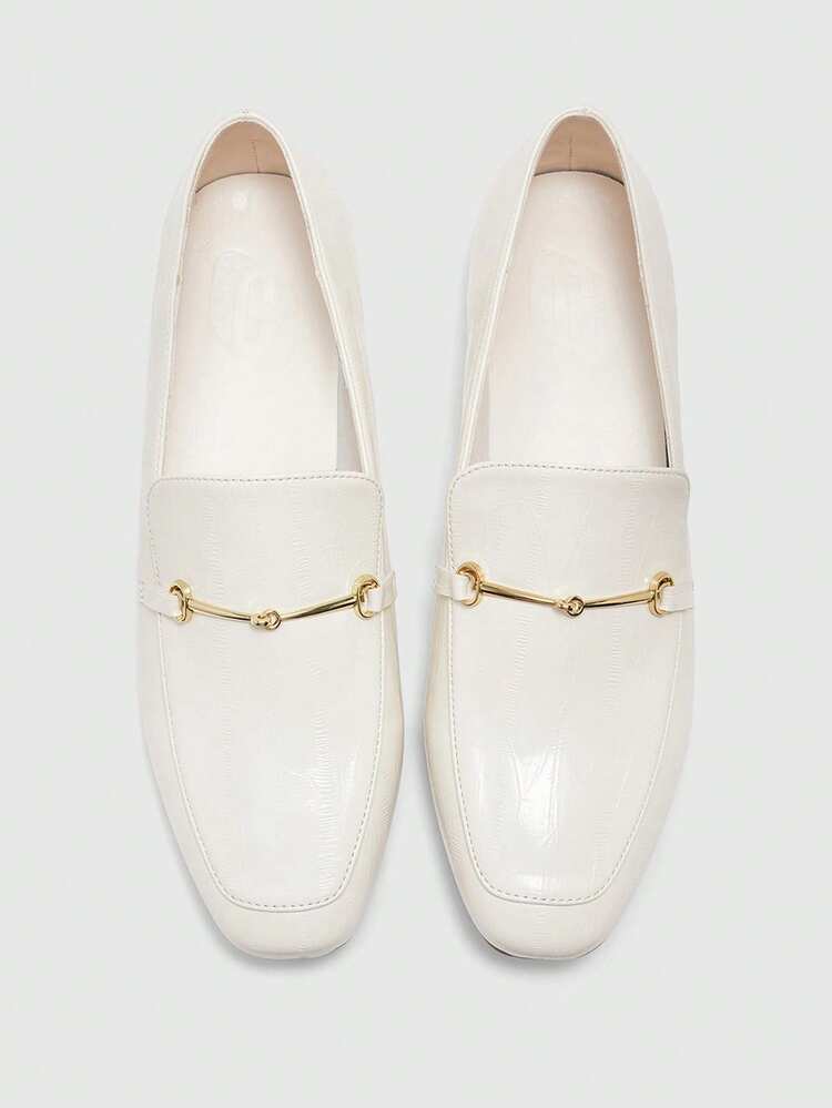 CUCCOO BIZCHIC Women Shoes Small Square Toe Flat Bottom Low Heel New Beige Embossed Fabric Comfortable And Versatile Slip-On Classic Loafers Women's Shoes Women's Flat Shoes Light Commuter Women's Shoes Valentine's Day