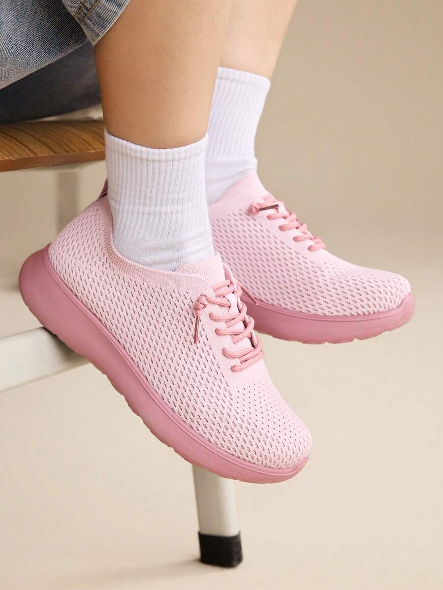 CUCCOO EASI Women's Casual Soft Bottom Breathable Mesh Shoes, Low Vamp Mesh Fabric Shoes, Versatile Shoes - Pink - View 1