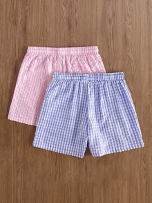 TOKVUE 男士时尚休闲宽松格子短裤，适合日常穿着 - 彩色 - 查看 2