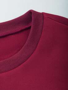 Franclia Sudadera holgada de talla grande con parches a rayas, para primavera/otoño - Burdeos - Ver 3