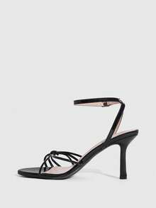 CUCCOO SZL Women's Twist Buckle Design Fashionable Elegant High Heel Sandals Valentine's Day - Black - View 5
