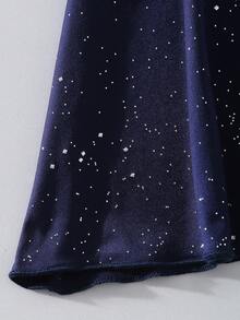 少女时尚无袖亮片针织连衣裙，优雅百搭，适合日常穿着、生日派对及其他场合，藏蓝色 - 藍色 - 查看 7