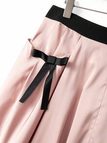 GlowEve CURVE Falda de fiesta versátil y elegante con lazo y drapeado para mujer de talla grande - Rosa - Ver 7