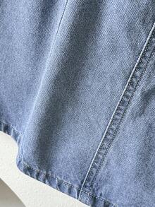 女童牛仔裙，2016春夏新款，浅蓝色弹力腰休闲牛仔裙，儿童春秋新款时尚复古宽松A字中长裙，面料柔软舒适，适合度假、休闲外出和户外穿着。 - 中等水洗藍 - 查看 3