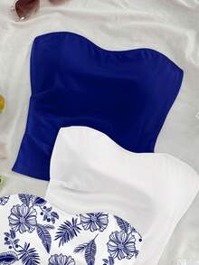 Soleia Bộ 3 áo hai dây crop top nữ phong cách bohemian thanh lịch cổ điển in họa tiết hoa lá, thích hợp cho mùa xuân/hè. - Nhiều màu - Xem 3