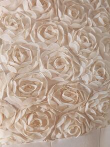 优雅奢华时尚圆领无袖高腰收腰长裙，杏色3D玫瑰花卉网纱缎面面料，少女高端舞会礼服 - 杏色 - 查看 8