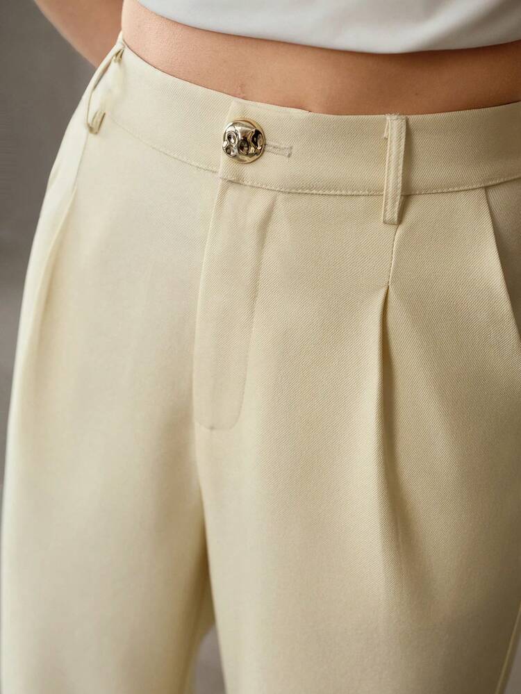 WOMEN'S CASUAL EVERYDAY OFFICE COMMUTE FOLD PLEATED LOOSE STRAIGHT LEG PANTS